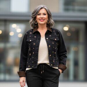 Luxe black denim jacket